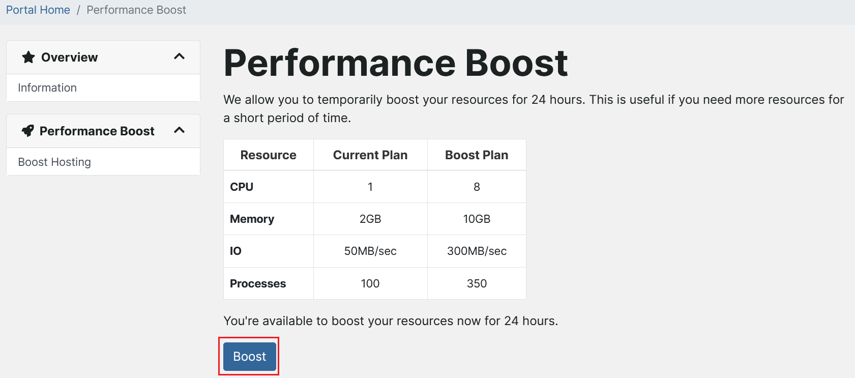 Boost Table