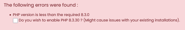 PHP Version Requirement