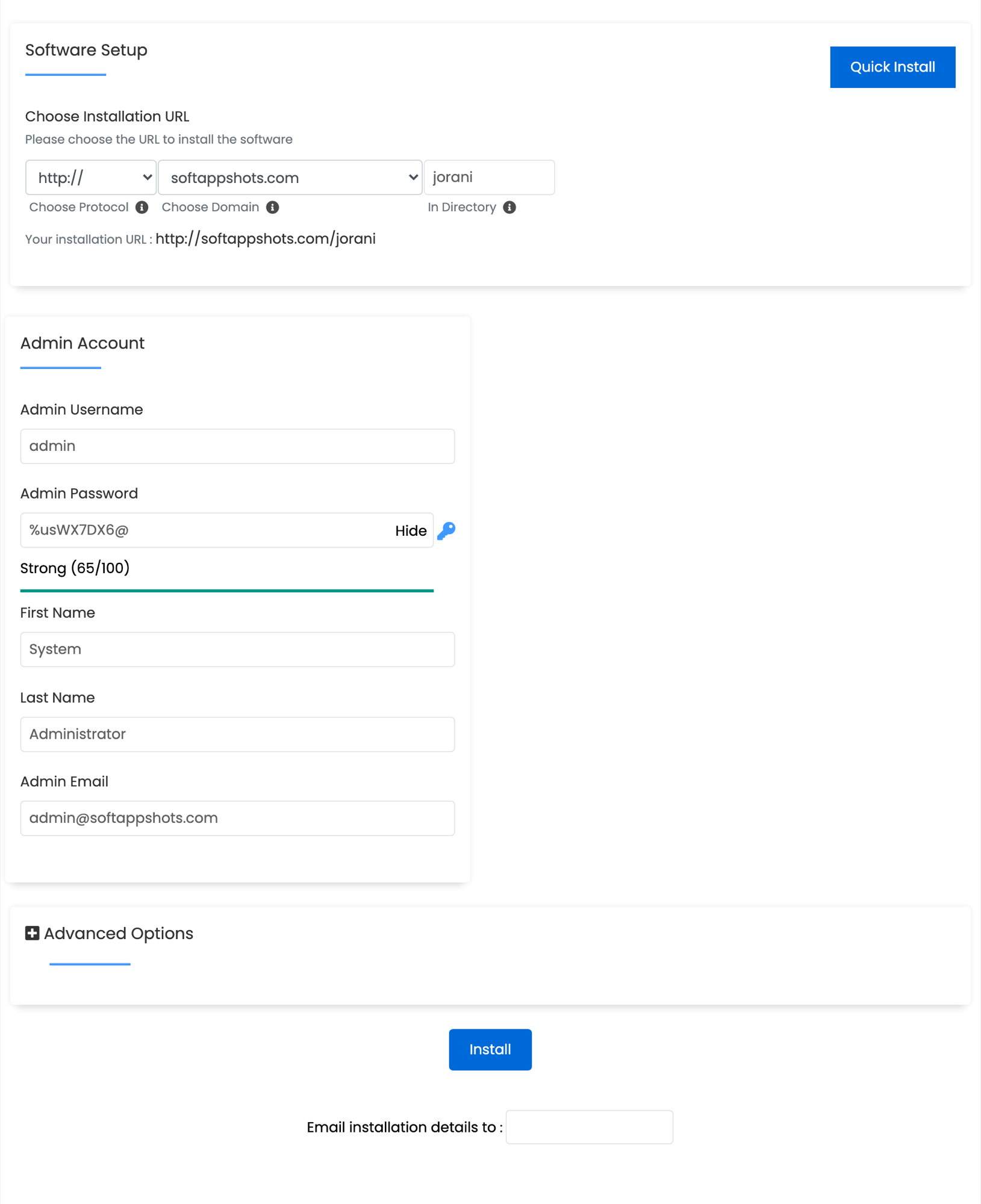 Jorani Install Options