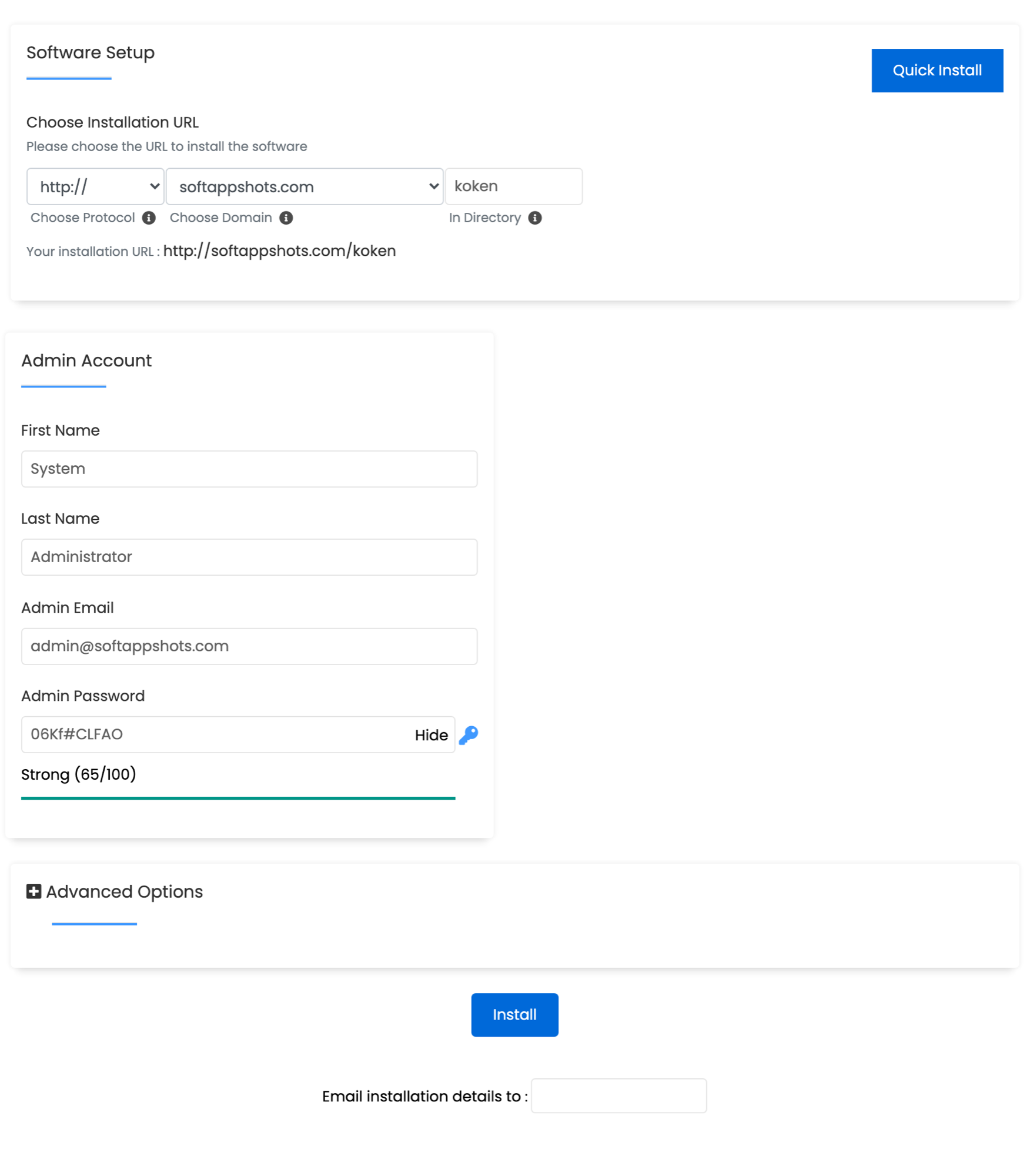 Koken Install Options