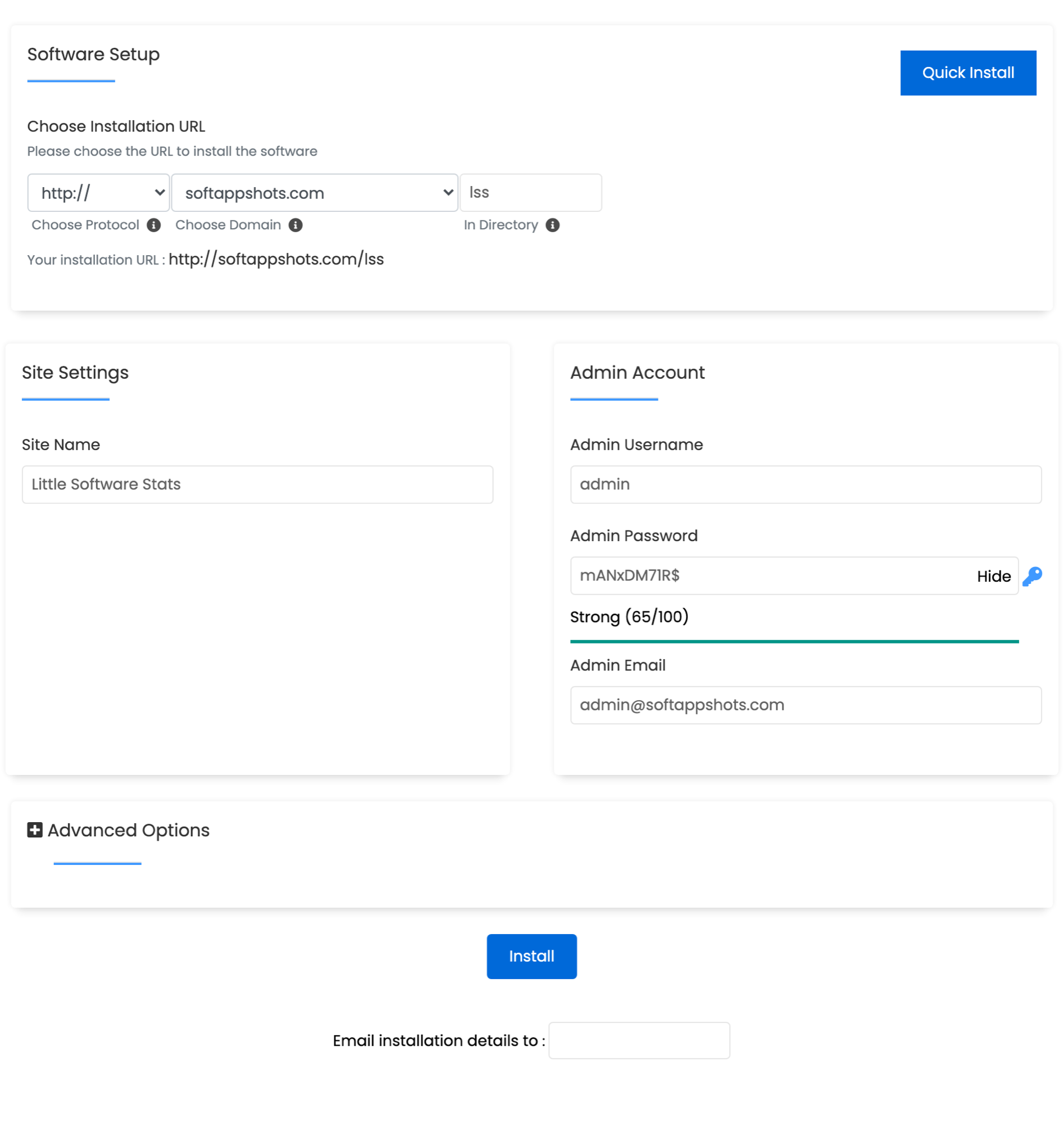 Little Software Stats Install Options