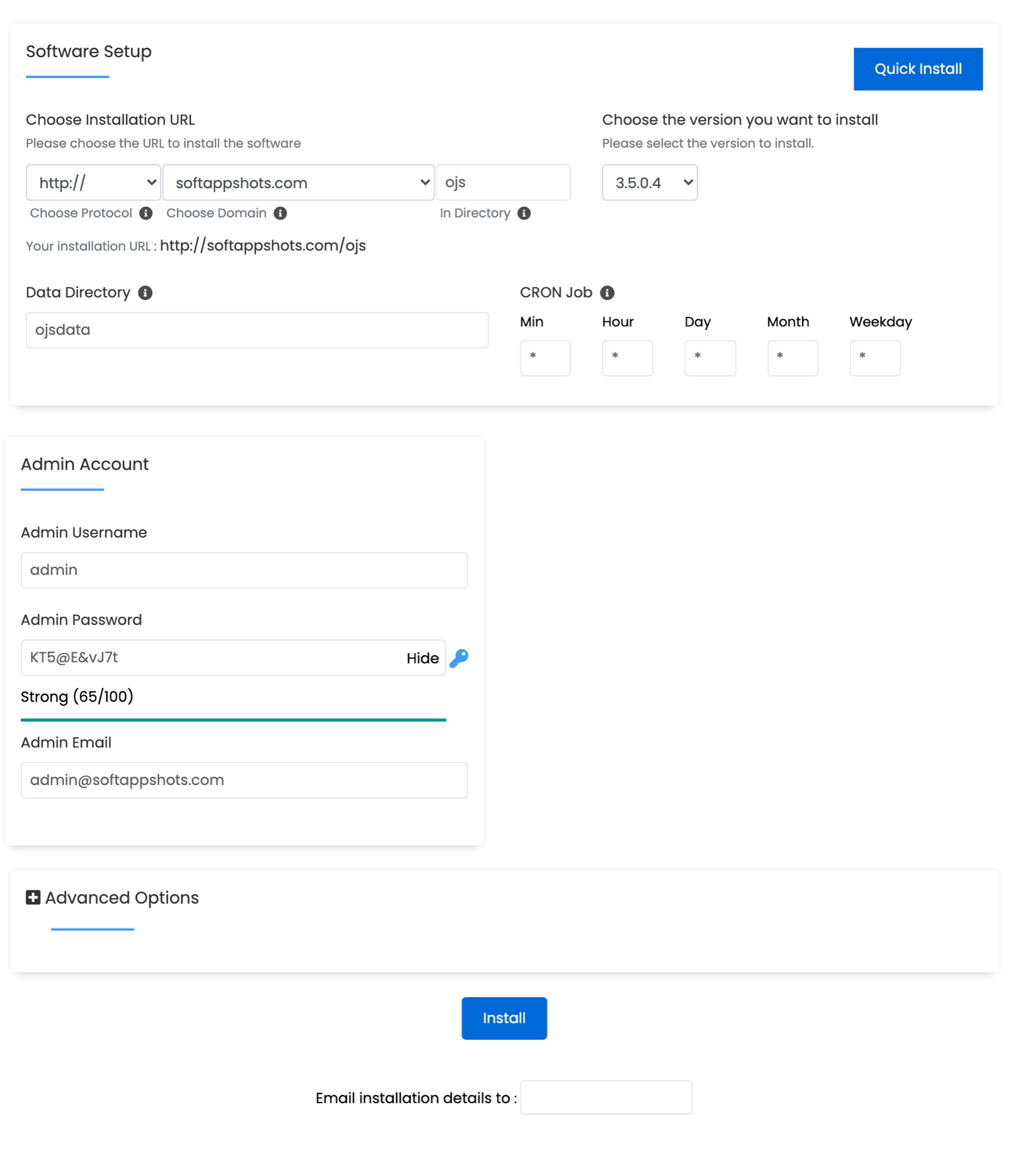 Open Journal Systems Install Options
