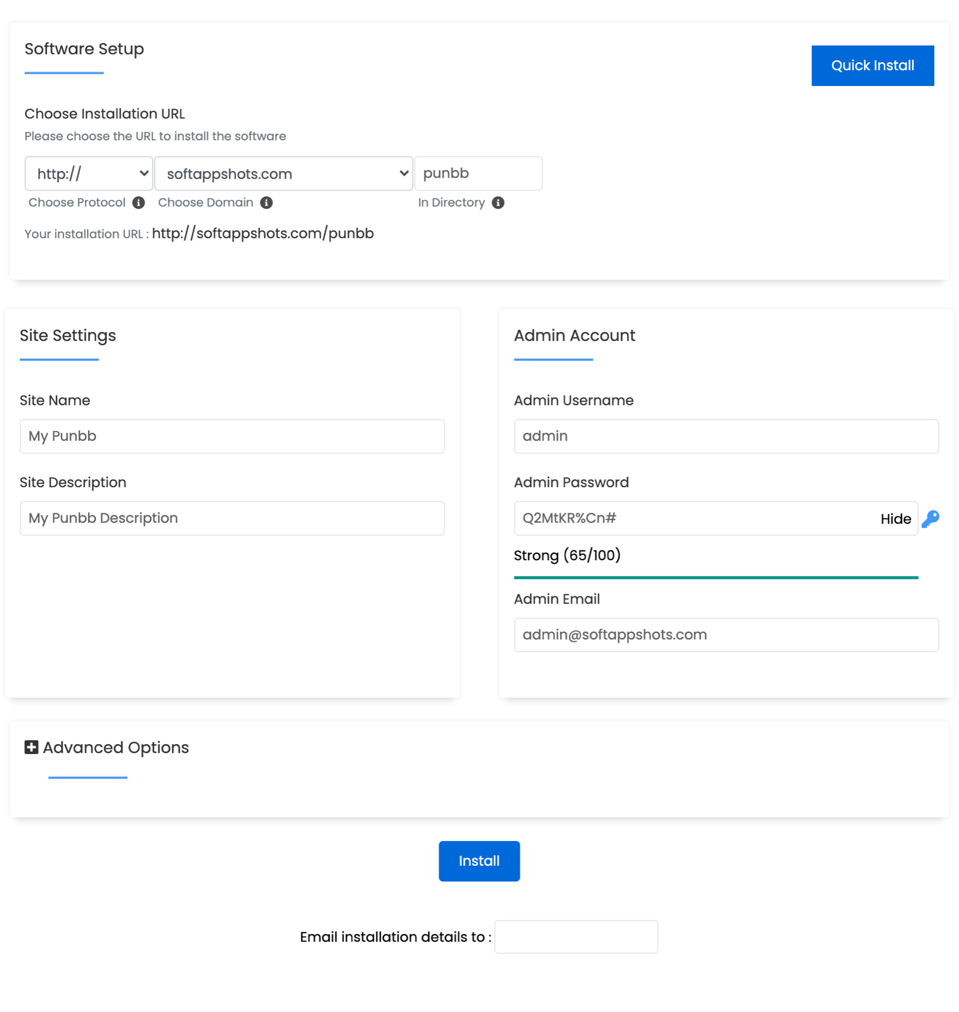 PunBB Install Options