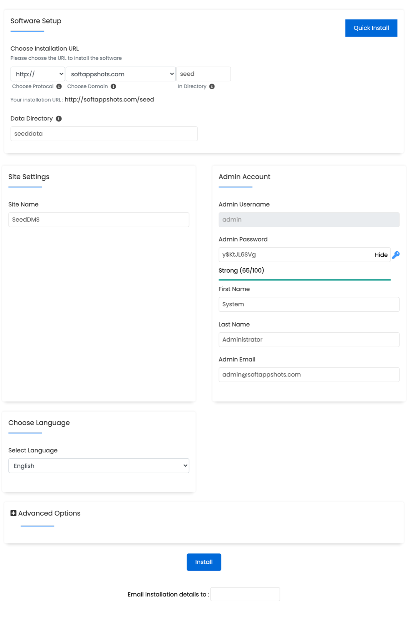 SeedDMS Install Options