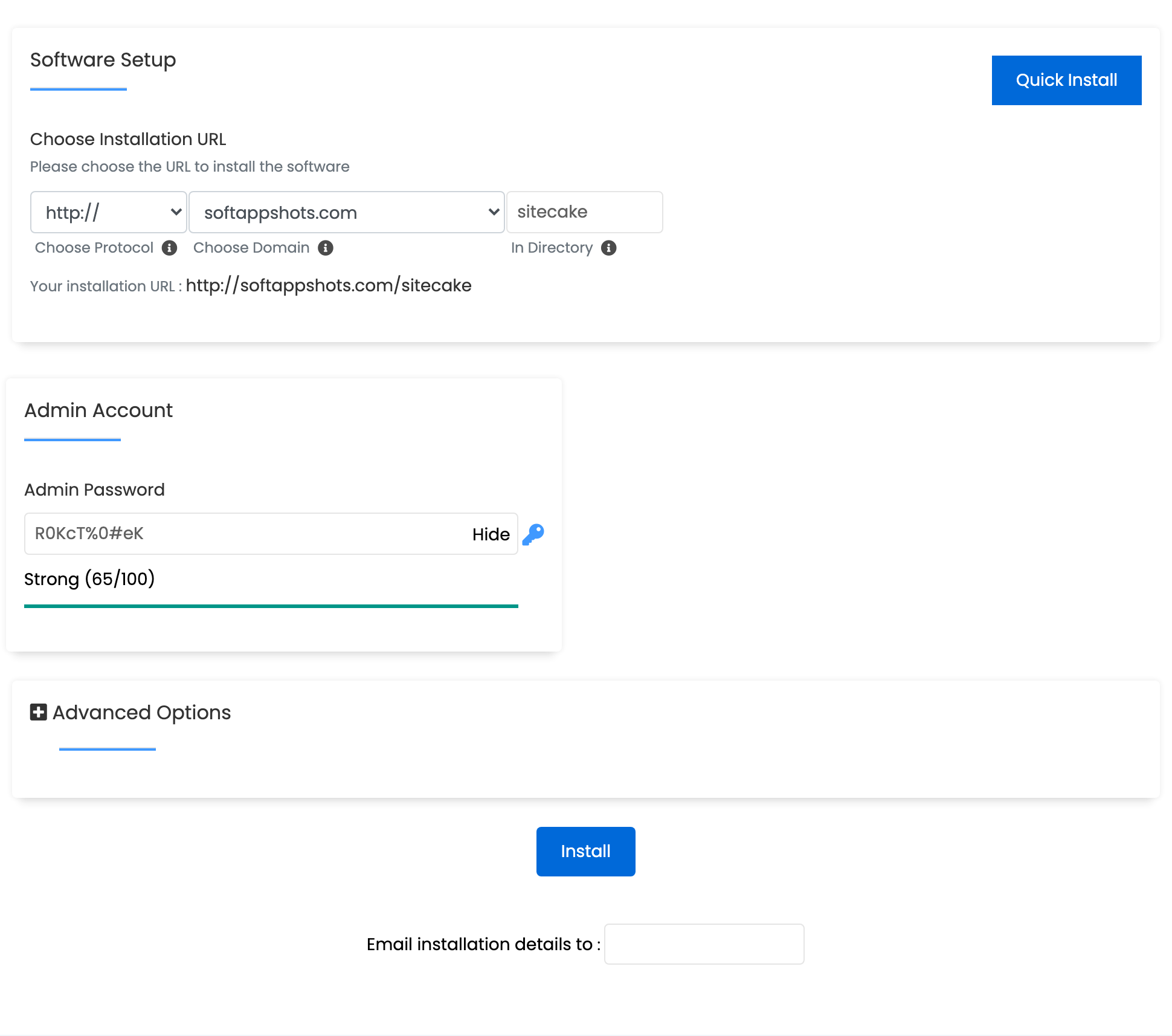 SiteCake Install Options