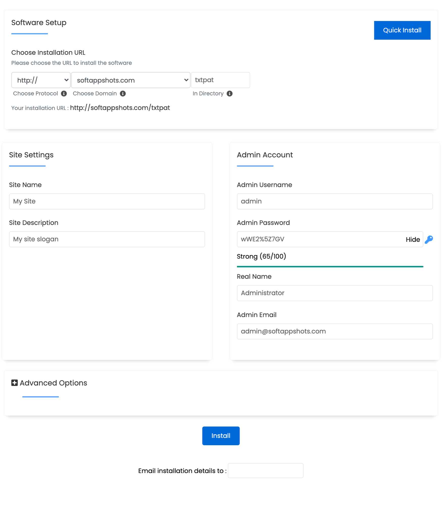 Textpattern Install Options